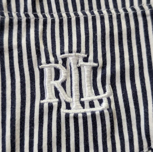 Lauren Ralph Lauren Striped Button-Up Pajama Set - Navy & White XL - Picture 5 of 9